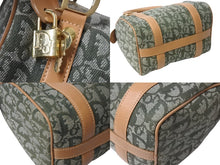 Load image into Gallery viewer, 極美品 Christian Dior クリスチャンディオール ハンドバッグ トロッター コットン グリーン ベージュ 中古 4b002785