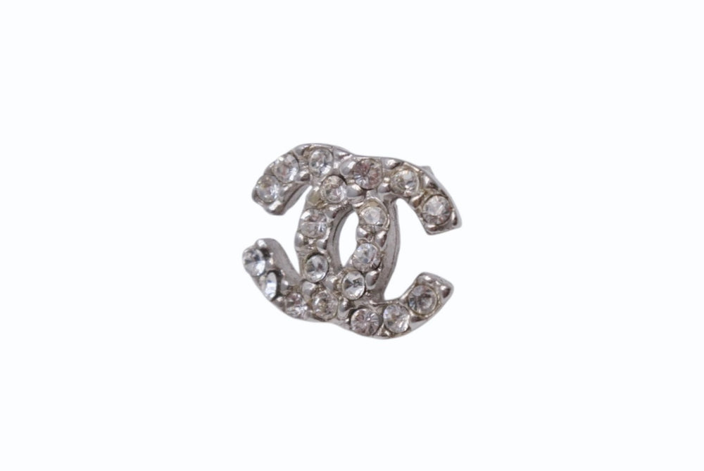 CHANEL シャネル ココマーク ピアス 重量約3.1g 05C刻印 ラインストーン メタル シルバー クリア 両耳用 美品 中古 4b002794
