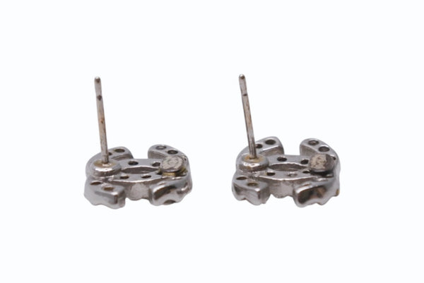 CHANEL Cocomark earrings Weight approx. 3.1g 05C engraved Rhinestone Metal Silver Clear For both ears Good condition Used 4b002794