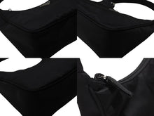 画像をギャラリービューアに読み込む, 極美品 PRADA プラダ ホーボー ハンドバッグ ワンショルダーバッグ 三角ロゴプレート MV519 ブラック ナイロン 中古 4b007728