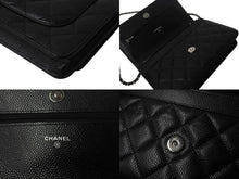 Load image into Gallery viewer, 極美品 CHANEL シャネル チェーンウォレット ショルダーバッグ ランダム番台 ココマーク キャビアスキン キルティング ブラック 中古 4b002801