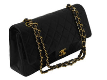 画像をギャラリービューアに読み込む, 極美品 CHANEL シャネル マトラッセ25 Wフラップ Wチェーンショルダーバッグ 4番台 ラムスキン ココマーク ブラック ゴールド金具 中古 4b002802