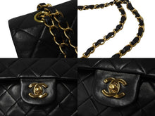 画像をギャラリービューアに読み込む, 極美品 CHANEL シャネル マトラッセ25 Wフラップ Wチェーンショルダーバッグ 4番台 ラムスキン ココマーク ブラック ゴールド金具 中古 4b002802