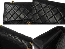 画像をギャラリービューアに読み込む, 極美品 CHANEL シャネル マトラッセ25 Wフラップ Wチェーンショルダーバッグ 4番台 ラムスキン ココマーク ブラック ゴールド金具 中古 4b002802