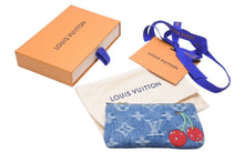画像をギャラリービューアに読み込む, 新品未使用 LOUIS VUITTON ルイヴィトン モノグラム デニム カードキーケース ポシェットクレ チェリー 新作 M14938 村上隆 ブルー 中古 4b002807