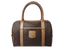 画像をギャラリービューアに読み込む, CELINE セリーヌ ボストンバック26 マカダム柄 M12 PVC レザー ヴィンテージ ブラウン ゴールド金具 美品 中古 4b002835