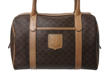 画像をギャラリービューアに読み込む, CELINE セリーヌ ボストンバック26 マカダム柄 M12 PVC レザー ヴィンテージ ブラウン ゴールド金具 美品 中古 4b002835
