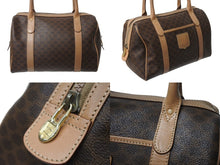 画像をギャラリービューアに読み込む, CELINE セリーヌ ボストンバック26 マカダム柄 M12 PVC レザー ヴィンテージ ブラウン ゴールド金具 美品 中古 4b002835