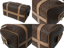 画像をギャラリービューアに読み込む, CELINE セリーヌ ボストンバック26 マカダム柄 M12 PVC レザー ヴィンテージ ブラウン ゴールド金具 美品 中古 4b002835