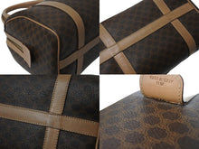 画像をギャラリービューアに読み込む, CELINE セリーヌ ボストンバック26 マカダム柄 M12 PVC レザー ヴィンテージ ブラウン ゴールド金具 美品 中古 4b002835