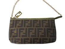 画像をギャラリービューアに読み込む, FENDI フェンディ アクセサリーポーチ ワンショルダーバッグ 8BR592 ズッカ柄 ブラウン ゴールド金具 美品 中古 4b002836