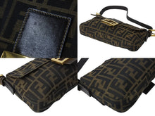 画像をギャラリービューアに読み込む, FENDI フェンディ マンマバケット ワンショルダーバッグ 26424 ズッカ柄 ブラウン キャンバス レザー ゴールド金具 美品 中古 4b002838