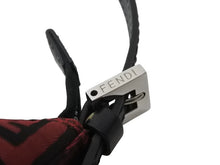 画像をギャラリービューアに読み込む, 極美品 FENDI フェンディ ズッキーノ ワンショルダーバッグ ズッカ柄 8BR156 キャンバス レザー レッド ブラック シルバー金具 中古 4b002843