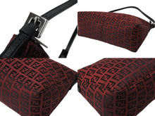 画像をギャラリービューアに読み込む, 極美品 FENDI フェンディ ズッキーノ ワンショルダーバッグ ズッカ柄 8BR156 キャンバス レザー レッド ブラック シルバー金具 中古 4b002843