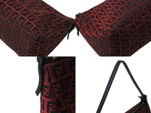 画像をギャラリービューアに読み込む, 極美品 FENDI フェンディ ズッキーノ ワンショルダーバッグ ズッカ柄 8BR156 キャンバス レザー レッド ブラック シルバー金具 中古 4b002843