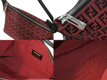 画像をギャラリービューアに読み込む, 極美品 FENDI フェンディ ズッキーノ ワンショルダーバッグ ズッカ柄 8BR156 キャンバス レザー レッド ブラック シルバー金具 中古 4b002843