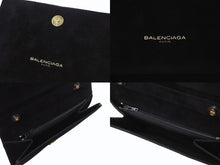 画像をギャラリービューアに読み込む, BALENCIAGA バレンシアガ ビジュー ラインストーン ミニハンドバッグ スウェード ビジュー ブラック ゴールド金具 美品 中古 4b002844