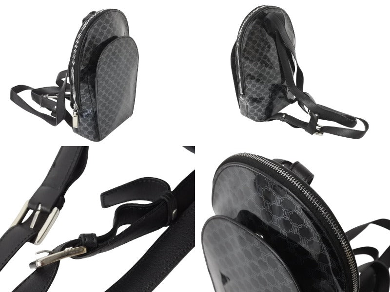 CELINE Mini Rucksack Backpack Macadam Old Celine Vintage Leather Patent Black Good Condition Used 4b002847
