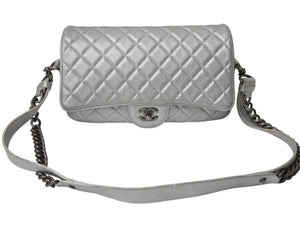 CHANEL シャネル ショルダーバッグ マトラッセ シルバー カーフスキン