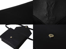 Load image into Gallery viewer, YVES SAINT LAURENT イヴサンローラン ショルダーバッグ YSL カサンドラロゴ レザー ブラック ゴールド金具 美品 中古 4b002852