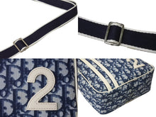 画像をギャラリービューアに読み込む, Christian Dior クリスチャンディオール トロッター ショルダーバッグ ナンバー2 ネイビー シルバー金具 美品 中古 4b002854