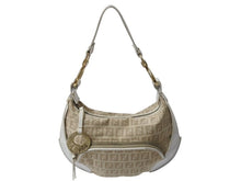 画像をギャラリービューアに読み込む, FENDI フェンディ ワンショルダーバッグ ズッキーノ イタリア製 8BR466 キャンバス レザー ベージュ 美品 中古 4b002859