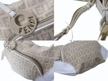 画像をギャラリービューアに読み込む, FENDI フェンディ ワンショルダーバッグ ズッキーノ イタリア製 8BR466 キャンバス レザー ベージュ 美品 中古 4b002859