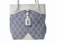 画像をギャラリービューアに読み込む, CELINE セリーヌ マカダム トートバッグ ハンドバッグ SC-ST-1026 デニム レザー ネイビー ホワイト シルバー金具 美品 中古 4b002860