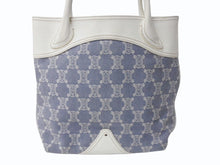 画像をギャラリービューアに読み込む, CELINE セリーヌ マカダム トートバッグ ハンドバッグ SC-ST-1026 デニム レザー ネイビー ホワイト シルバー金具 美品 中古 4b002860