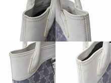 画像をギャラリービューアに読み込む, CELINE セリーヌ マカダム トートバッグ ハンドバッグ SC-ST-1026 デニム レザー ネイビー ホワイト シルバー金具 美品 中古 4b002860