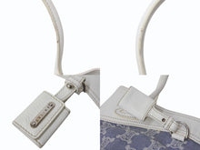 画像をギャラリービューアに読み込む, CELINE セリーヌ マカダム トートバッグ ハンドバッグ SC-ST-1026 デニム レザー ネイビー ホワイト シルバー金具 美品 中古 4b002860