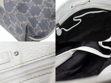 画像をギャラリービューアに読み込む, CELINE セリーヌ マカダム トートバッグ ハンドバッグ SC-ST-1026 デニム レザー ネイビー ホワイト シルバー金具 美品 中古 4b002860