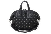 画像をギャラリービューアに読み込む, Givenchy ジバンシー ショルダーバッグ ハンドバッグ スワロフスキー ナイチンゲール 2WAY レザー ナイロン ブラック シルバー金具 美品 中古 4b002863