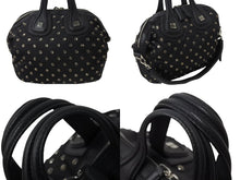 画像をギャラリービューアに読み込む, Givenchy ジバンシー ショルダーバッグ ハンドバッグ スワロフスキー ナイチンゲール 2WAY レザー ナイロン ブラック シルバー金具 美品 中古 4b002863