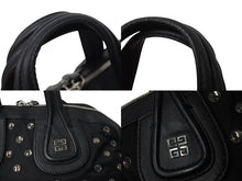 画像をギャラリービューアに読み込む, Givenchy ジバンシー ショルダーバッグ ハンドバッグ スワロフスキー ナイチンゲール 2WAY レザー ナイロン ブラック シルバー金具 美品 中古 4b002863
