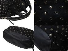 画像をギャラリービューアに読み込む, Givenchy ジバンシー ショルダーバッグ ハンドバッグ スワロフスキー ナイチンゲール 2WAY レザー ナイロン ブラック シルバー金具 美品 中古 4b002863