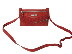 CHRISTIAN DIOR クリスチャンディオール ショルダーバッグ トロッター B0 A 1003 キャンバス レザー レッド シルバー金具 美品 中古 4b002864