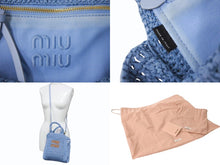 Load image into Gallery viewer, 極美品 MIUMIU ミュウミュウ ラフィア クロシェファブリック 2WAY ハンドバッグ ブルー レーヨン レザー ショルダー 5BA283 ゴールド金具 中古 4b002865