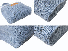 Load image into Gallery viewer, 極美品 MIUMIU ミュウミュウ ラフィア クロシェファブリック 2WAY ハンドバッグ ブルー レーヨン レザー ショルダー 5BA283 ゴールド金具 中古 4b002865