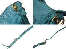 画像をギャラリービューアに読み込む, BALENCIAGA バレンシアガ ショルダーバッグ ザシティ ミニ 319722-4605 ブルー ミント レザー 美品 中古 4b002866