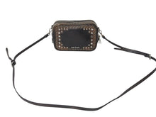 画像をギャラリービューアに読み込む, PRADA プラダ ビジュー ロゴ レザー ミニ ショルダーバッグ ブラウン ハトメ ラインストーン スタッズ シルバー金具 美品 中古 4b002867