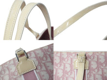 画像をギャラリービューアに読み込む, Christian Dior クリスチャンディオール トロッタートートバッグ キャンバス レザー ピンク ホワイト イタリア製 シルバー金具 美品 中古 4b002868