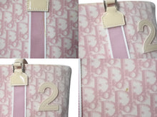 画像をギャラリービューアに読み込む, Christian Dior クリスチャンディオール トロッタートートバッグ キャンバス レザー ピンク ホワイト イタリア製 シルバー金具 美品 中古 4b002868