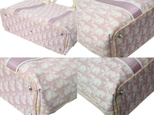 画像をギャラリービューアに読み込む, Christian Dior クリスチャンディオール トロッタートートバッグ キャンバス レザー ピンク ホワイト イタリア製 シルバー金具 美品 中古 4b002868