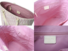 画像をギャラリービューアに読み込む, Christian Dior クリスチャンディオール トロッタートートバッグ キャンバス レザー ピンク ホワイト イタリア製 シルバー金具 美品 中古 4b002868