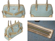 画像をギャラリービューアに読み込む, GUCCI グッチ ハンドバッグ ブルー GGスプリームキャンバス GG柄 レザー 000-0852 ゴールド金具 美品 中古 4b002878