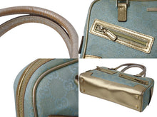 画像をギャラリービューアに読み込む, GUCCI グッチ ハンドバッグ ブルー GGスプリームキャンバス GG柄 レザー 000-0852 ゴールド金具 美品 中古 4b002878