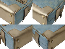 画像をギャラリービューアに読み込む, GUCCI グッチ ハンドバッグ ブルー GGスプリームキャンバス GG柄 レザー 000-0852 ゴールド金具 美品 中古 4b002878