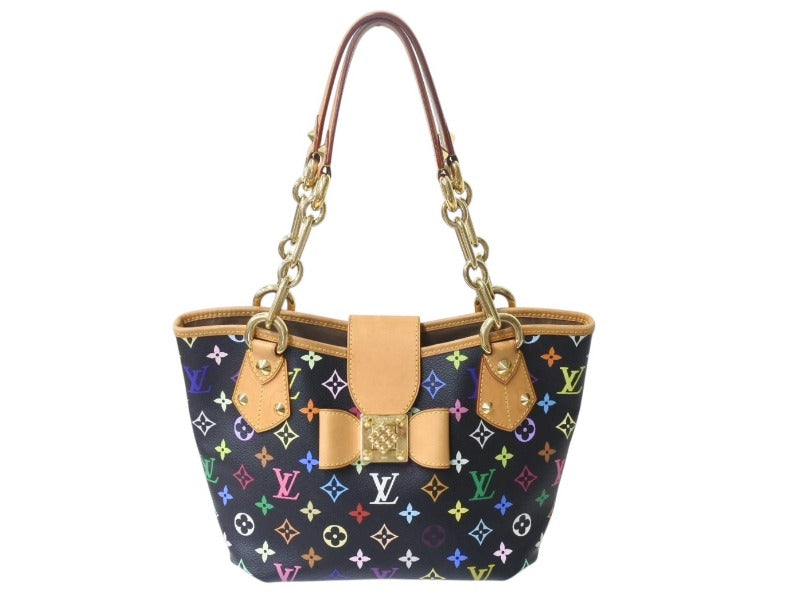 Very good condition LOUIS VUITTON Takashi Murakami Monogram Multicolor Annie MM Shoulder Bag M40308 Noir Gold Hardware Used 4c075623