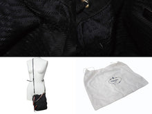 画像をギャラリービューアに読み込む, PRADA プラダ スタッズ 巾着 ショルダーバッグ 1BH038 イタリア製 ナイロン レザー ブラック レッド シルバー金具 美品 中古 4b002886